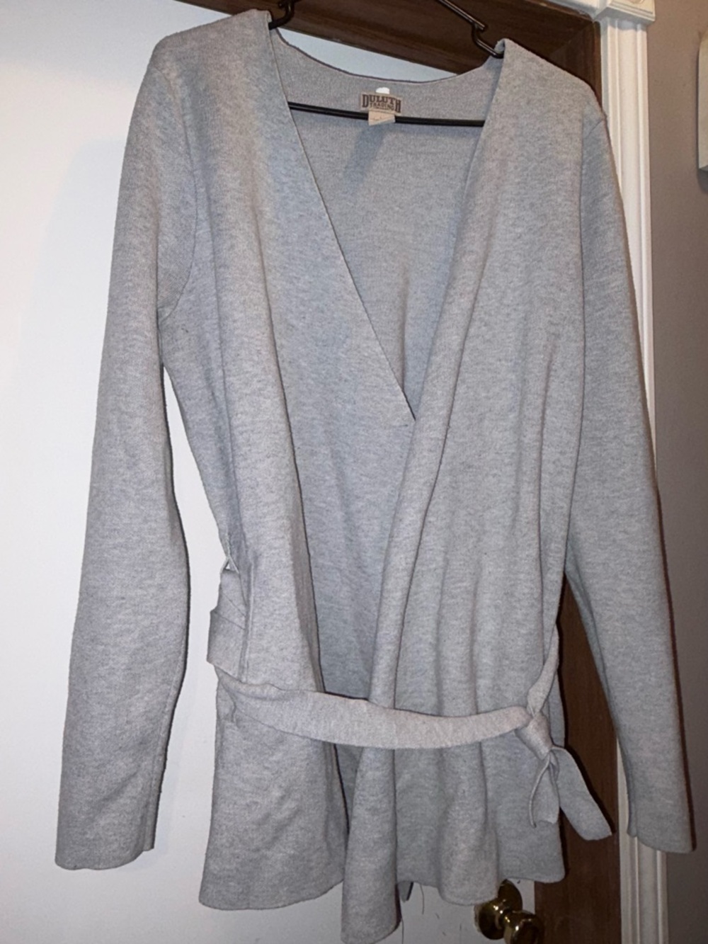 Duluth Trading Co Gray Wrap Cardigan Sweater